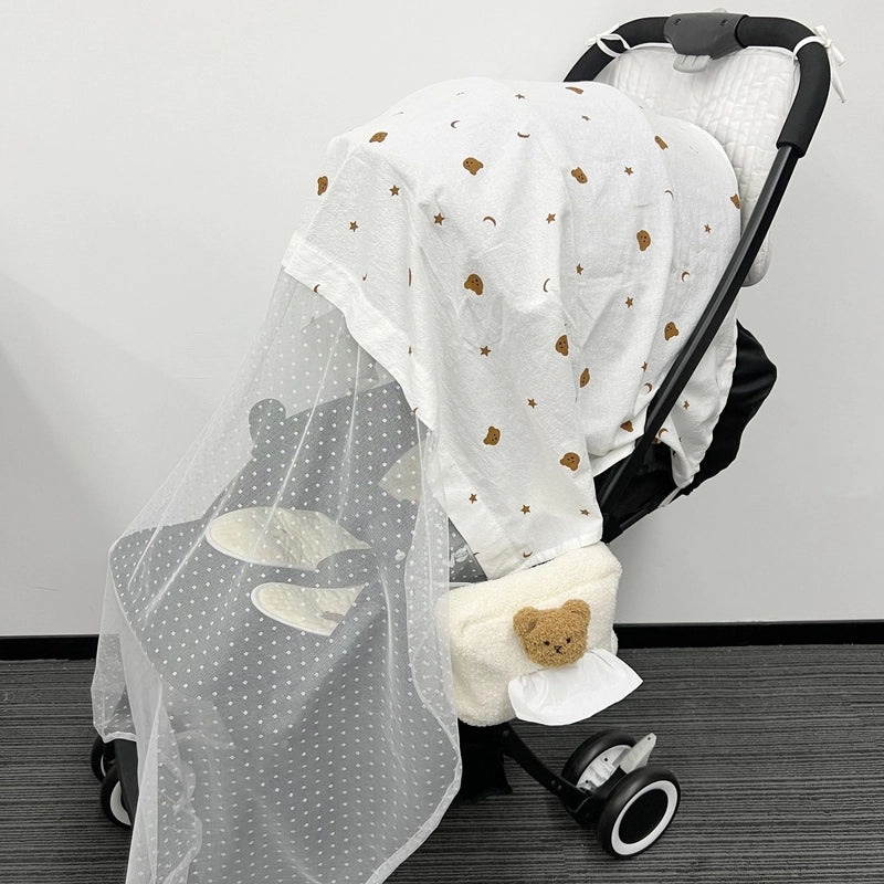 Korean Embroidered Baby Stroller Mosquito Net Full Breathable Cover Dustproof Essential|Baby Stroller Accessories