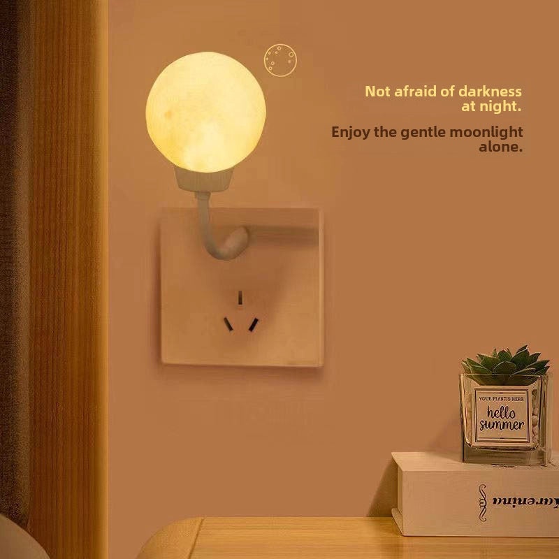 Smart Voice & Sound Activated Moon Night Light USB Plug-in Bedside Lamp for Baby Feeding|Home Decor & Lighting