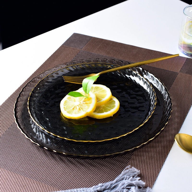 Golden Edge Nordic Style Glass Fruit and Dinner Plate Set | Dinnerware