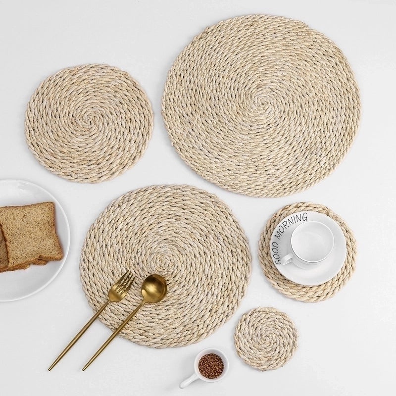 Stylish Solid Color Corn Husk Placemat for Dining Table|Home Decor & Tableware
