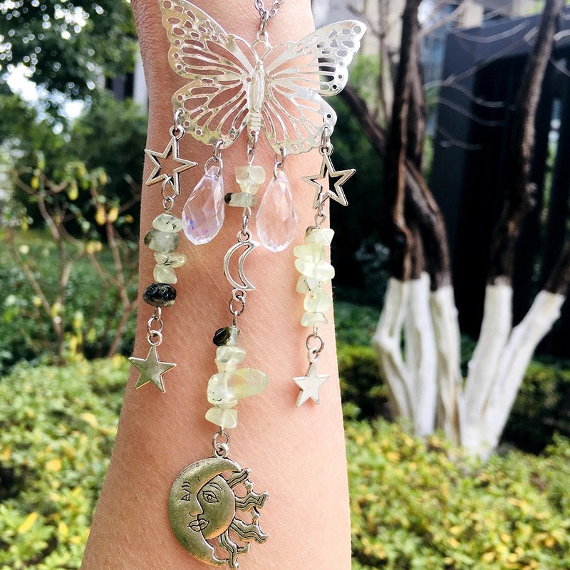 Christmas Pastoral Sun and Butterfly Crystal Pendant Wind Chime Wall Hanging|Home Decor