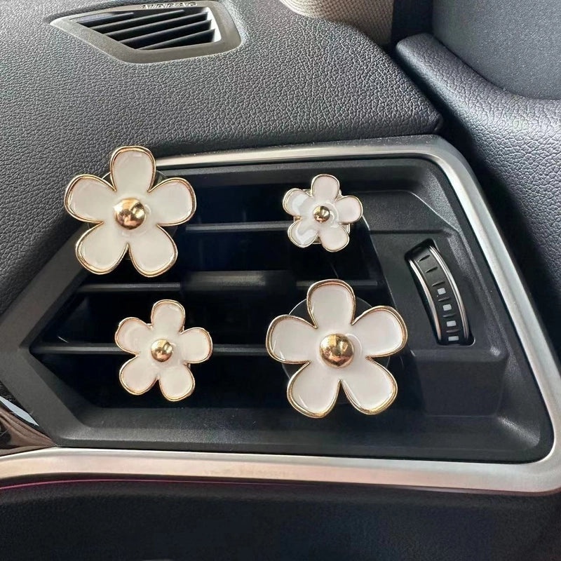 4 Pieces Alloy Daisy Flower Car Air Freshener Clips Aromatherapy Vent Decoration|Car Accessories