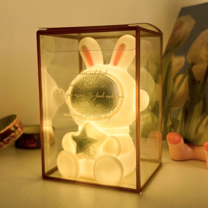 Astronaut Rabbit Night Light Cartoon Desktop Decoration Creative Gift for Kids Birthday Kindergarten|Home Decor & Lighting