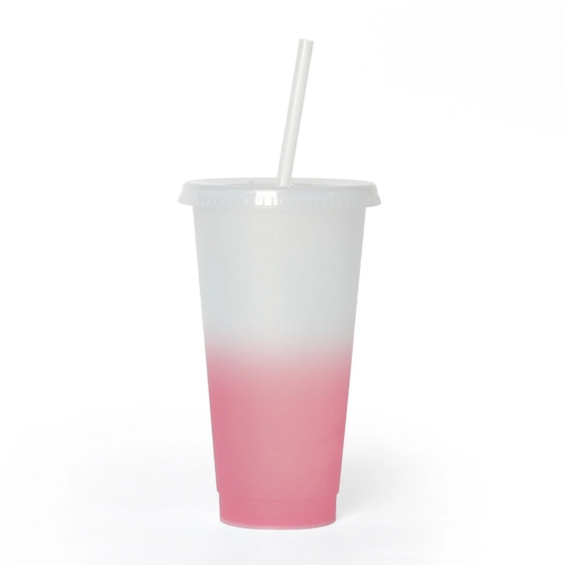 Temperature Sensitive Color Changing Plastic Straw Cup 710ml Reusable Drinkware|Drinkware & Cups