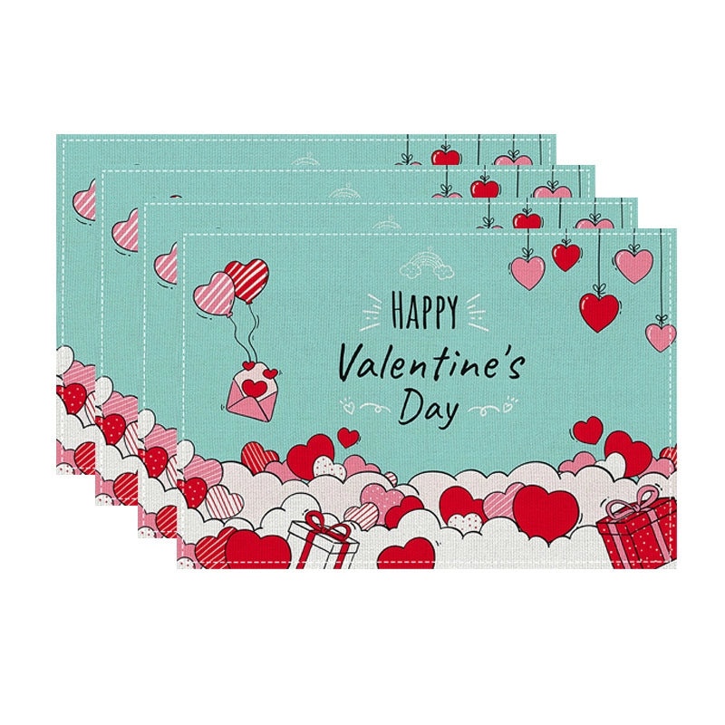 Romantic Minimalist Heart Letter Linen Placemat for Valentine’s Day | Home Decor & Tableware