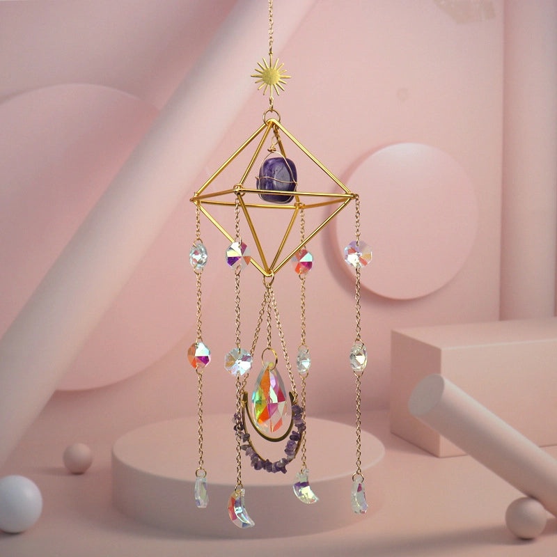 Geometric Agate Suncatcher Wall Hanging Minimalist Decor | Home Decor & Wall Art