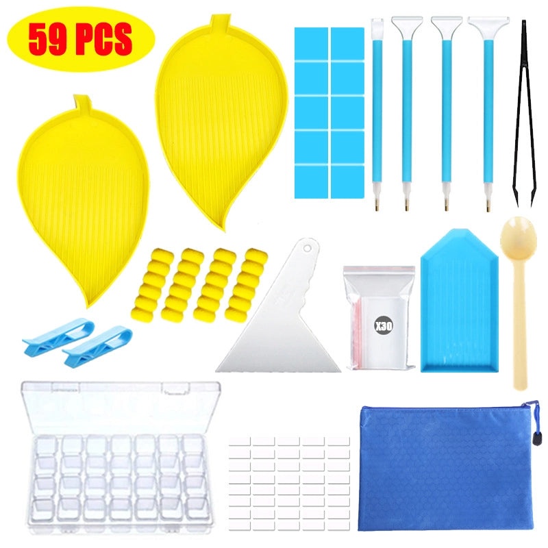 Purple Roller Series DIY Diamond Painting Kit with New Leaf Design 28-Grid Color Storage Box | Arts & Crafts Supplies