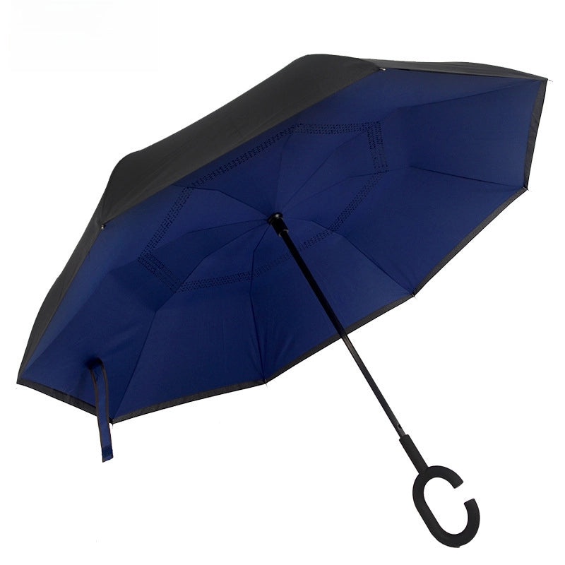 German Automatic Large Car Umbrella, Double-layer Storm-resistant Long Handle Men’s and Women’s Straight Rod Reverse Umbrella|Umbrellas & Rain Ge