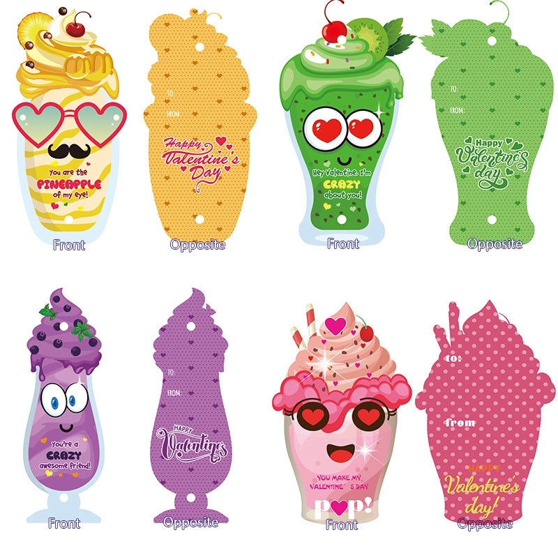 32 Pieces Valentine's Day Kids Straw Set Reusable Crazy Straws with Greeting Cards|Kids Party Supplies