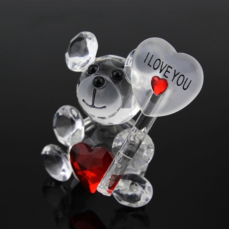 Minimalist Bear Crystal Ornament for Valentine's Day | Home Decor & Gifts