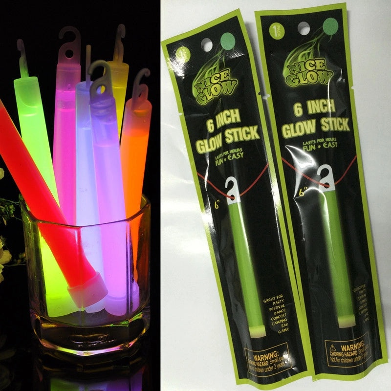 6 Inch Glow Stick with Hook for Outdoor Camping Halloween Christmas | Outdoor Recreation Accessories