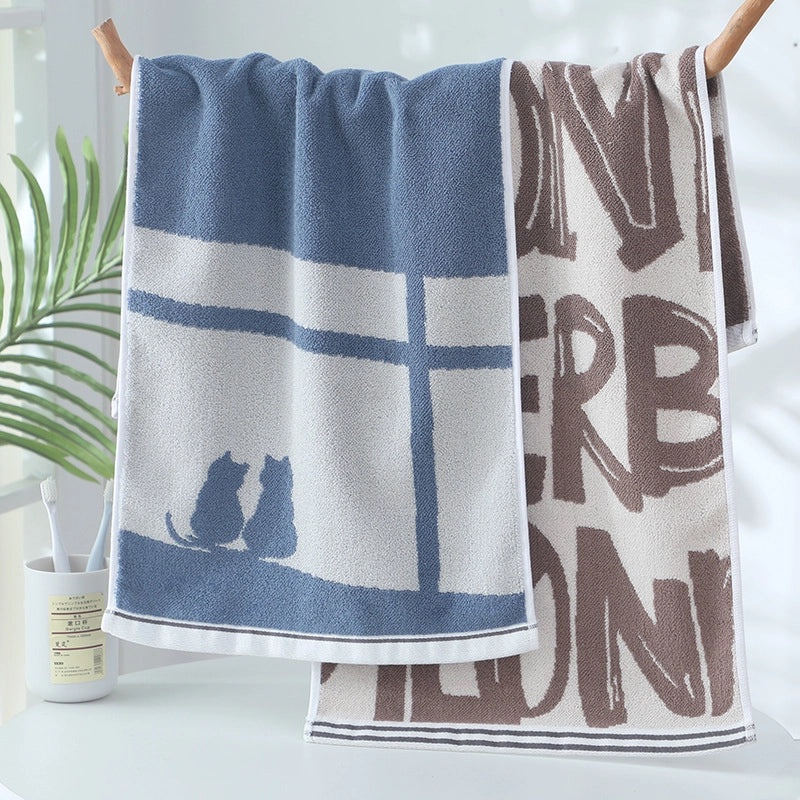 Double-sided Thick Cotton Face Towel Soft Absorbent Colorful Hair Drying Towel Factory Direct|Home Textiles & Towels