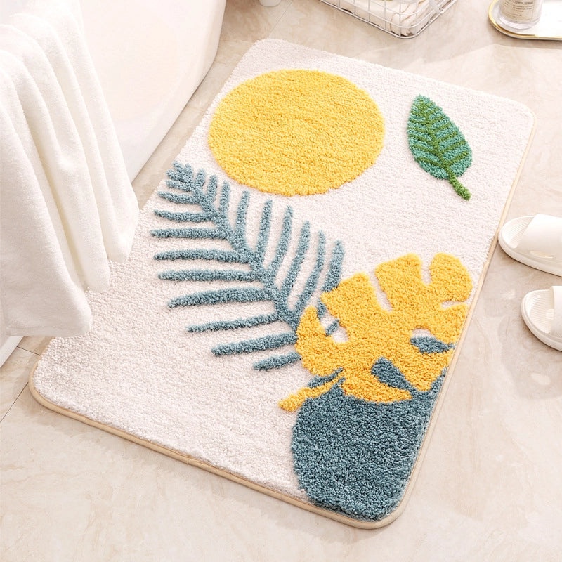 Flocking Non-Slip Water Absorbent Bathroom and Kitchen Mat Simple Living Room Door Rug|Home Decor & Rugs