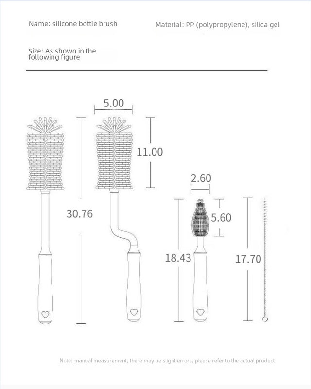 Silicone Baby Bottle Brush Set with Nipple and Straw Cleaners | Baby Feeding Accessories