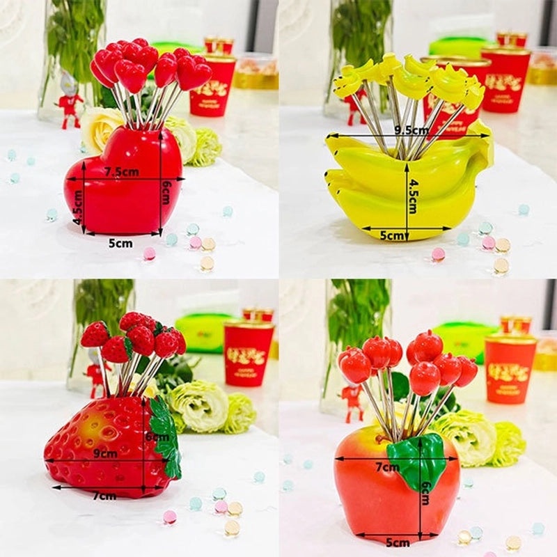 Fruit-Shaped Stainless Steel Fork Set with Apple, Strawberry, Banana Design | Kitchen Accessories