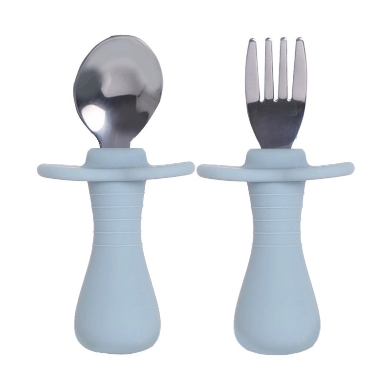 Baby Silicone Training Fork and Spoon Set for Kids | Kids Tableware