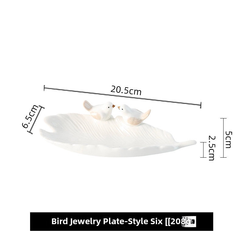 Ceramic Bird Jewelry Tray Cute Dim Sum Plate Creative Storage Rack Soap Dish Light Luxury Organizer|Jewelry Storage & Organization