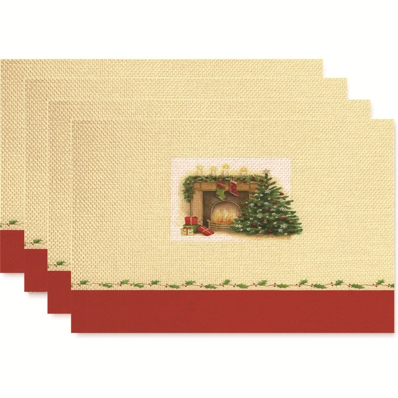 Nordic Christmas Tree Bow Knot Snowflake Linen Cotton Placemat|Home Decor & Tableware