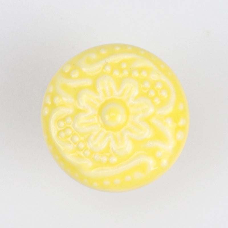 Ceramic Flower Cabinet Handle with Wooden Base | Cabinet Hardware