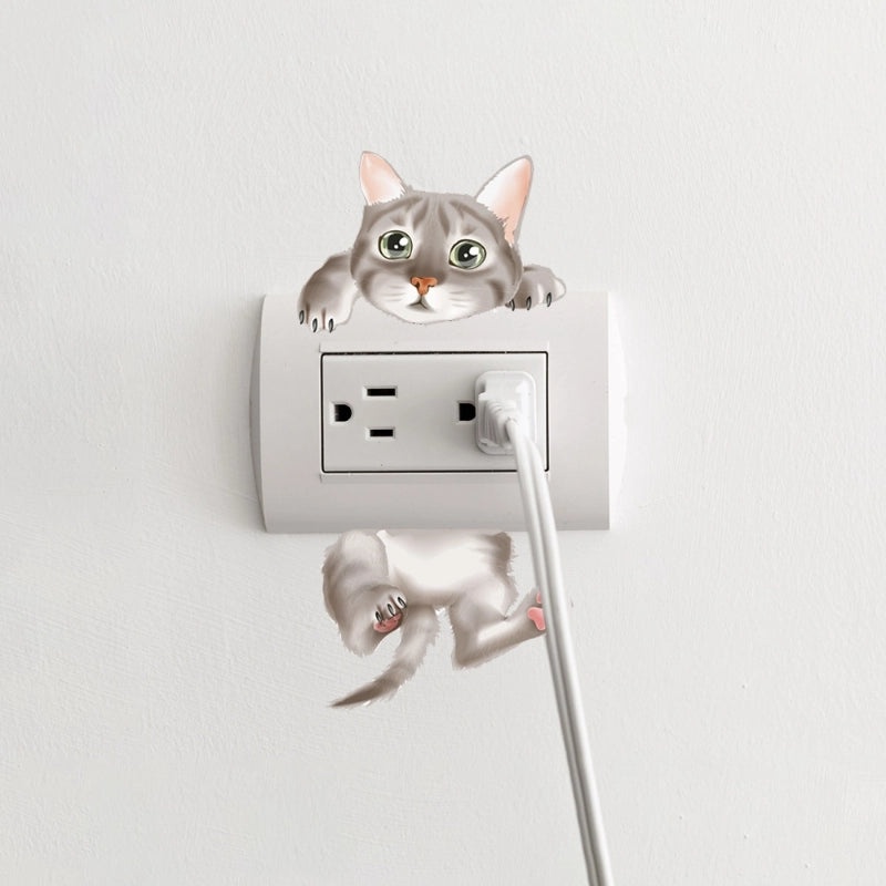 Adorable Cat PVC Wall Switch Sticker Decorative Wall Art|Home Decor Accessories