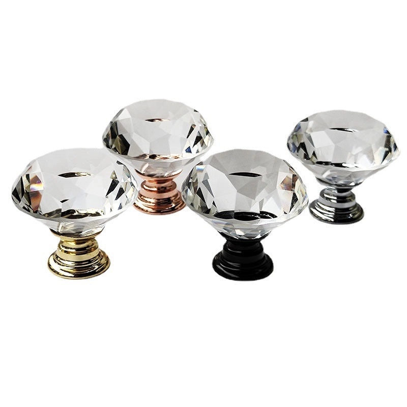 Transparent Crystal Diamond Single Hole Drawer Handle Small Cabinet Furniture Hardware|Cabinet Handles