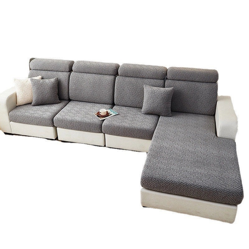 Solid Color Jacquard Sofa Cushion Cover Set Non-slip Polyester Modern Simple Design|Home Decor & Furniture