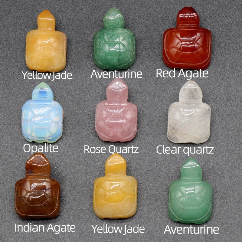 Adorable Tortoise Agate Tiger Eye Opal Decorative Figurines|Home Decor & Collectibles