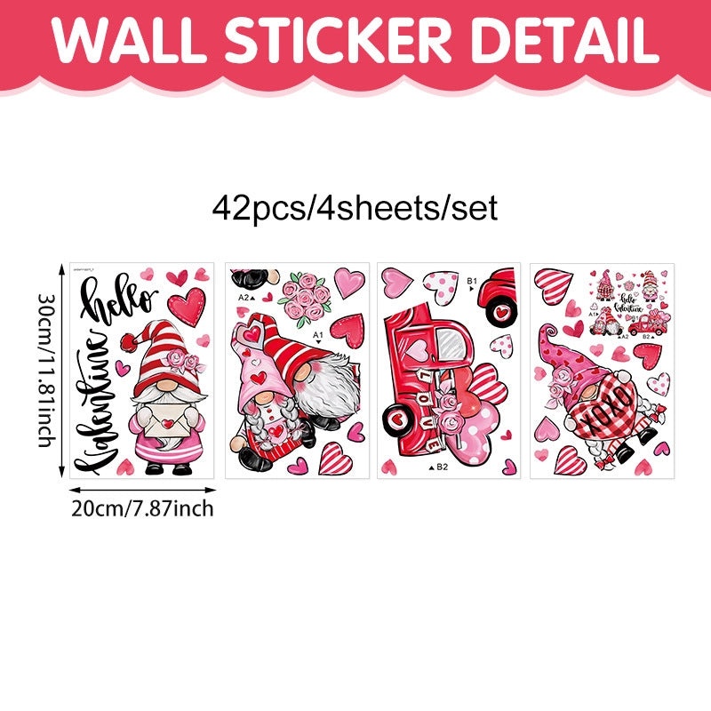 Cute Valentine’s Day Heart Letter Cartoon PVC Wall Sticker for Home Decor|Wall Stickers & Decals