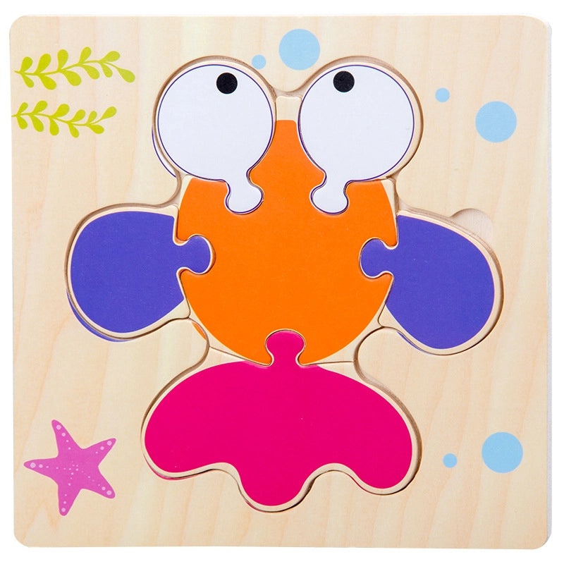 Wooden 3D Animal Puzzle for Kids Early Learning Handheld Board Cartoon Educational Toy | Educational Toys & Games