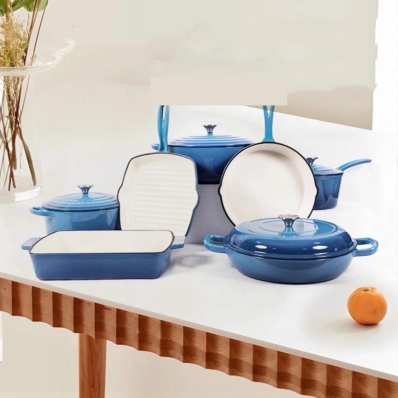 Classic Solid Color Cast Iron Skillet Single Piece|Kitchen Cookware