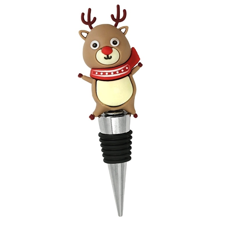 Christmas Holiday Wine Stopper with Santa Claus, Christmas Tree, and Elk Design PVC Alloy | Kitchen & Dining