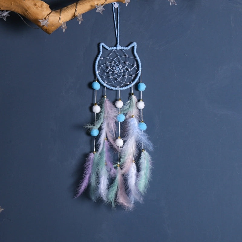 Minimalist Star Moon Cat Feather Dreamcatcher Decor for Home Wall Hanging|Home Decor & Accessories