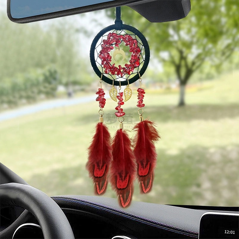 Crystal Feather Car Rearview Mirror Pendant Hanging Ornament Stylish Auto Interior Decoration|Car Accessories