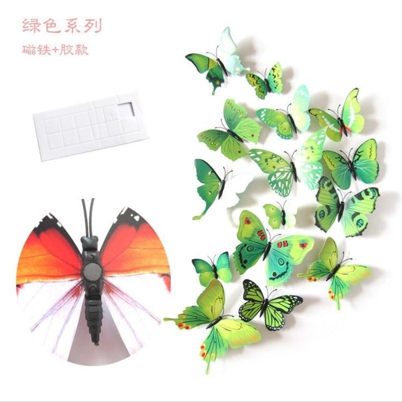 3D Butterfly Wall Stickers with Glue Imitation Decorative Fridge Magnets for Wedding Home Decor|Home Decor & Wall Art