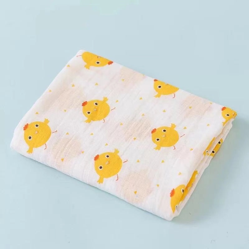 Double-layer Cotton Gauze Baby Swaddle Blanket Printed Bath Towel Sunshade Cart Cover|Baby Care Accessories