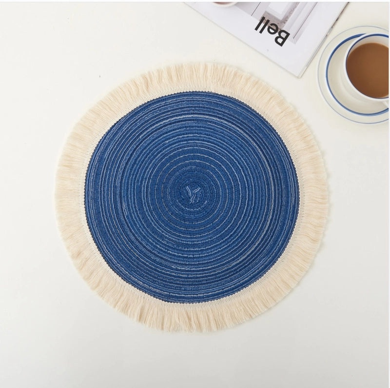 Cotton Yarn Placemat for Casual Vacation Dining, Solid Color, Single Piece|Home & Kitchen Table Linens