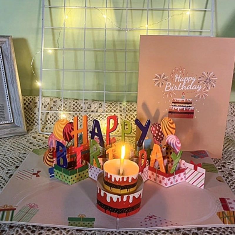 Birthday Cute Letter Cake Paper Party Greeting Card Invitation Card 1 Piece | Party Supplies