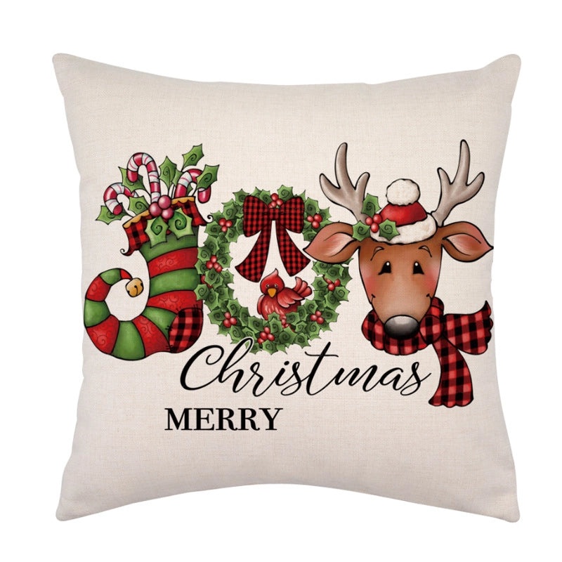 Holiday Linen Christmas Pillow Cover Single-sided Decorative Cushion Case|Home Decor