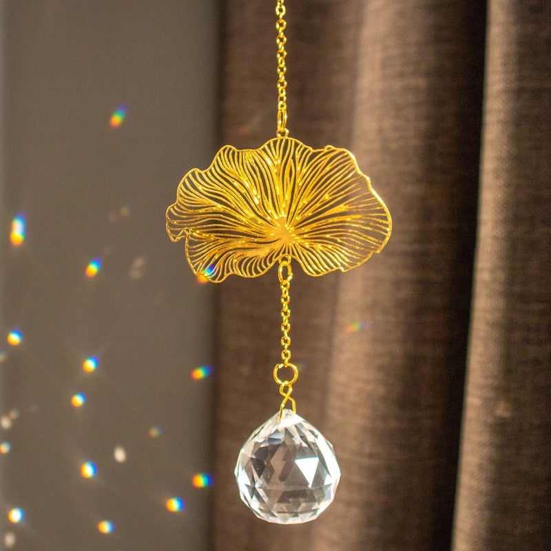 Elegant Lotus Brass Pendant with Artificial Crystals | Jewelry & Accessories