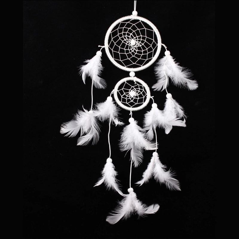 Double-ring Dreamcatcher Car Pendant with Satin Lines and Feathers for Home Wall Decoration|Car Accessories