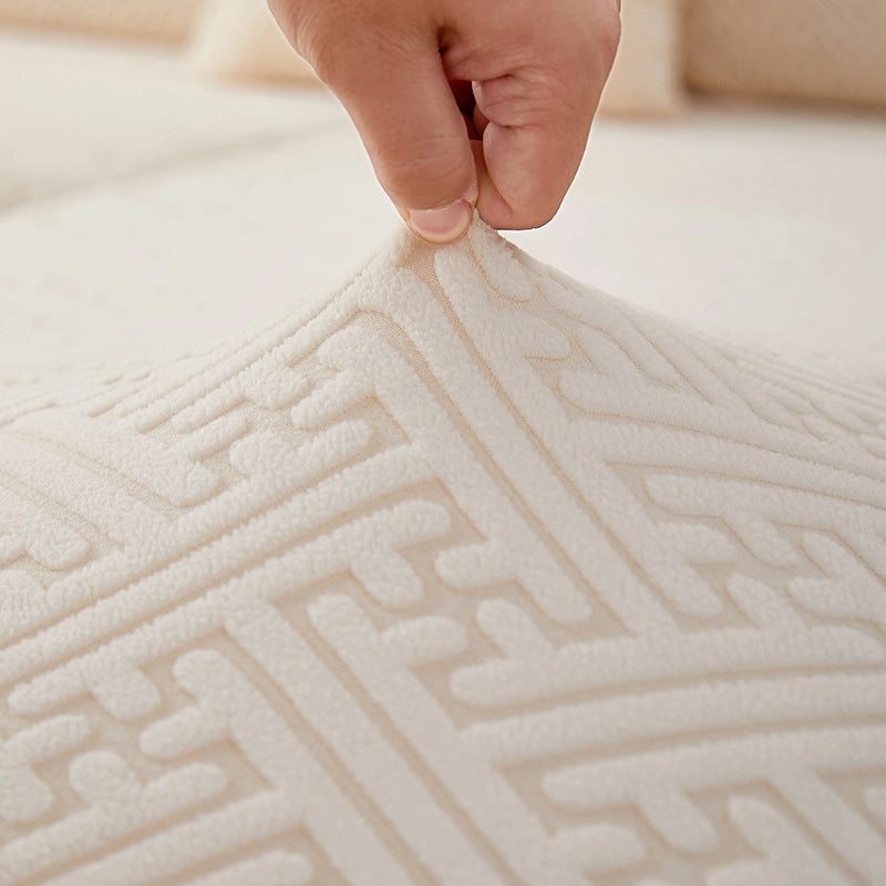 Solid Color Jacquard Sofa Cushion Cover Set Non-slip Polyester Modern Simple Design|Home Decor & Furniture