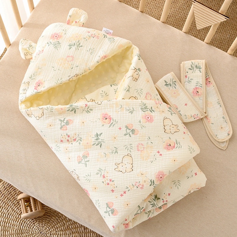 Velvet Quilted Hooded Baby Swaddle Blanket Autumn Winter Newborn Delivery Room Package|Baby Clothing & Accessories