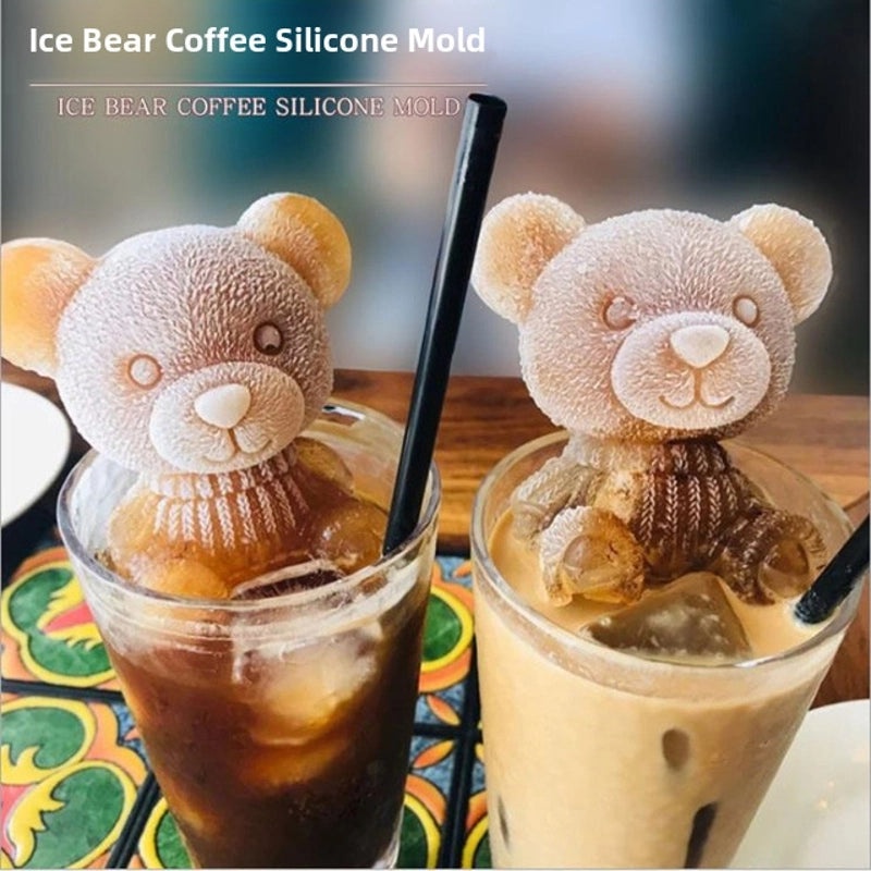Bear-shaped Food Grade Silicone Ice Cube Mold Easy Demoulding Hot-selling Net Red Style|Kitchen & Dining