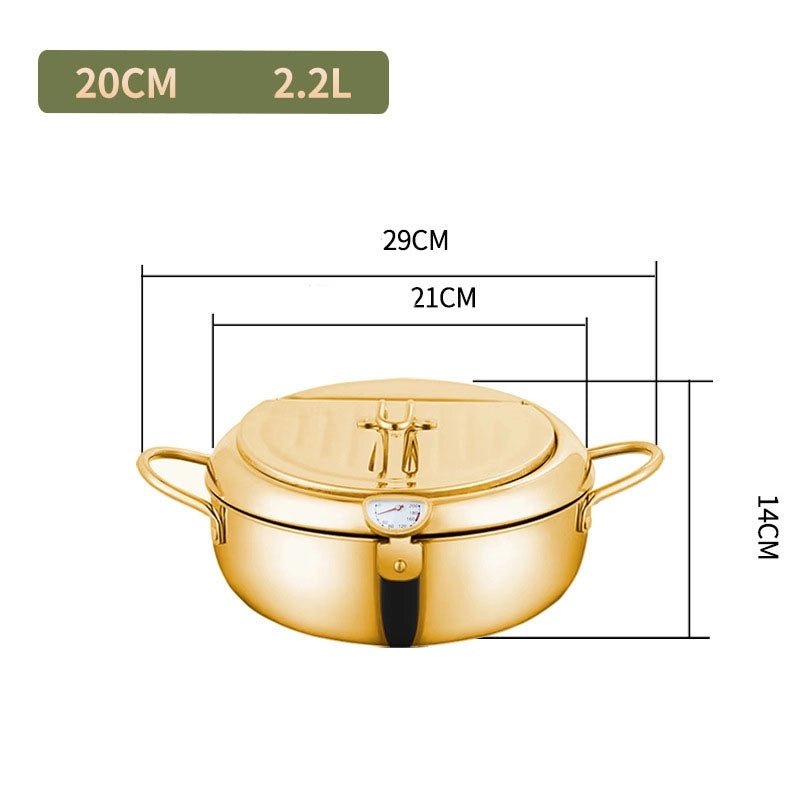 Japanese-Style 304 Stainless Steel Tempura Fryer with Double Bottom for Gas & Induction Cookers | Kitchen Cookware