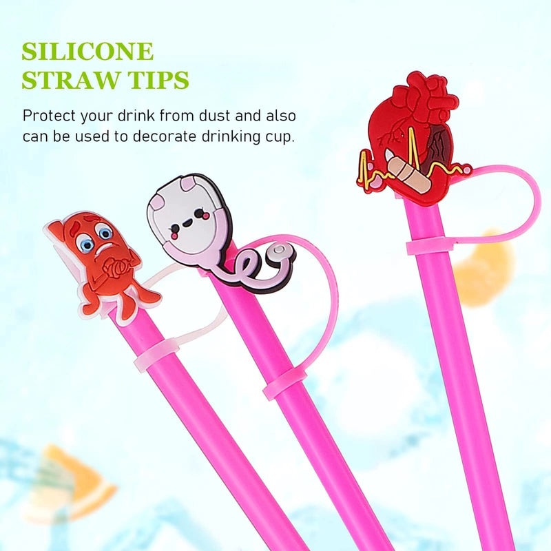 Nurses Day Dental Themed Silica Gel Straw Cap Set | Drinkware Accessories