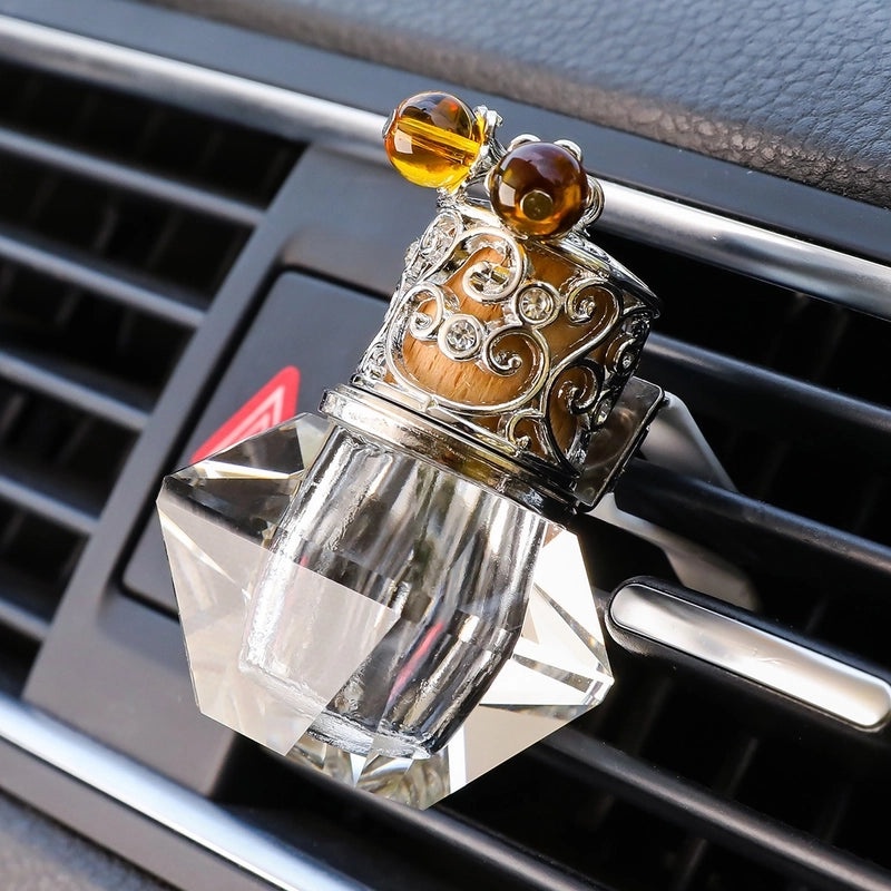 Colorful Transparent Geometric Crystal Car Air Vent Perfume Bottle Hanging Ornament|Car Accessories