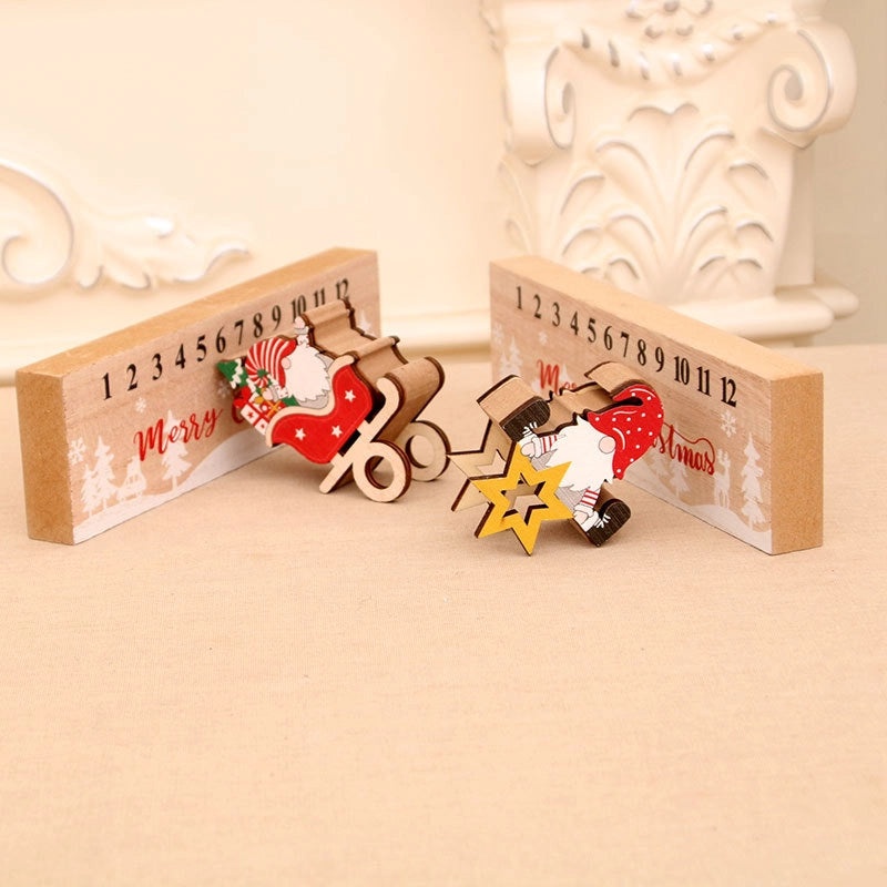 Christmas Cute Christmas Tree Santa Claus Wooden Daily Festival Ornament Calendar Decoration Table Decor|Home Holiday Decorations