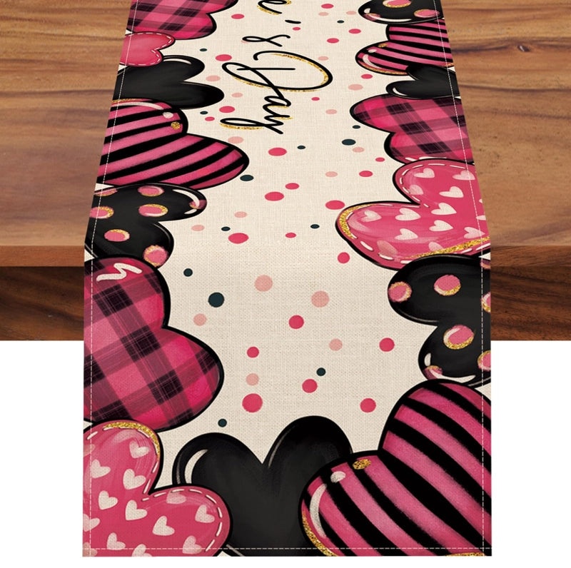 Valentine's Day Elegant Minimalist Heart Letter Polyester Tablecloth | Home Decor