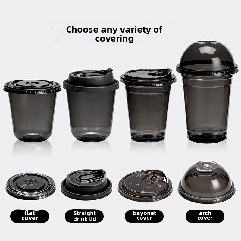 Disposable Black PET Plastic Coffee Cup with Lid for Iced Drinks | Beverage Cups & Accessories