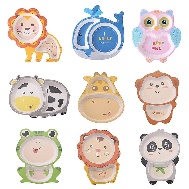 Adorable Cartoon Baby Eco-Friendly Sectioned Plate|Baby Feeding Tableware